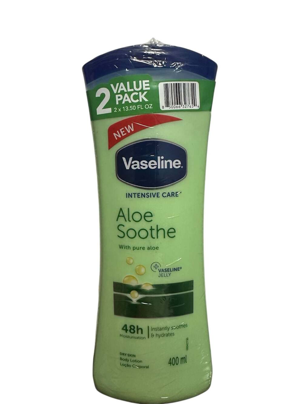 Vaseline Intensive Care Aloe Soothe Body Lotion 400ml Value Pack 2-Count